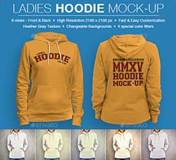 品牌推广－女款卫衣模型：Ladies Hoodie Mockup